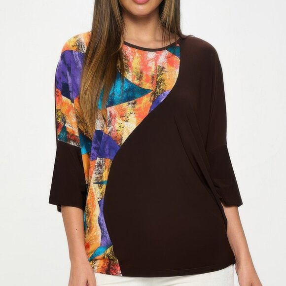 Contrast Print Top - Picture 1 of 6